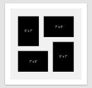 Multi Photo Picture Frame Holds 4 5"x7" Photos in a White Frame - Multi Photo Frames